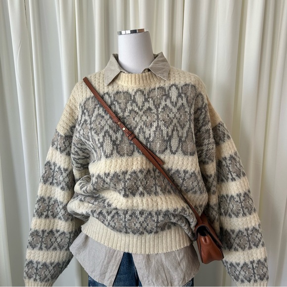 Vintage Ice Knit 100% Wool Oversized Nordic Pattern Knit size XL. - Picture 9 of 12